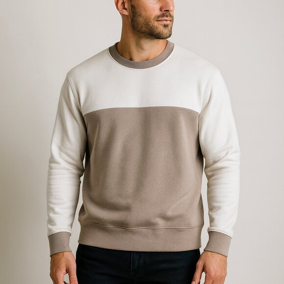 NWOT Denim & Flower Ricky Singh Colorblock Crewneck Sweatshirt Pullover - Picture 1 of 10